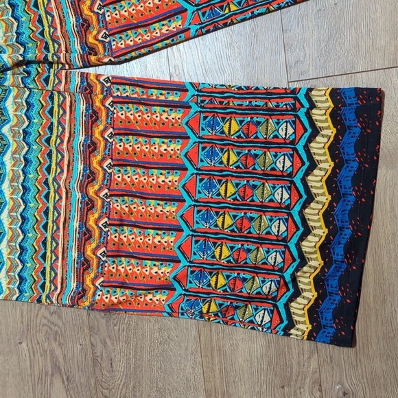 MULTIPLES Palazzo Pants Slinky Tribal Colorful Vibrant Summer 1X - Picture 3 of 7
